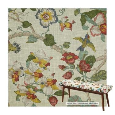 Imagem de Cushion Cover With Zipper For Outdoor Indoor Sofa Seat Cushion Cover For Chairs Sofas Rattan Patios Gardens Bench Covers Chair Pad Only For 1 2 3 Seater 18cm-High Print Linen(105x60 cm)