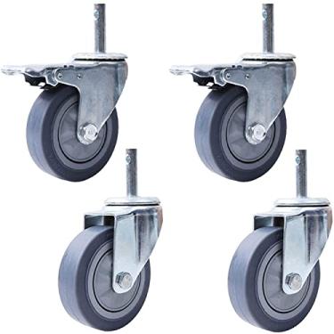 Imagem de Rodas giratórias resistentes para móveis e carrinhos médicos - pacote com 4 rodízios de substituição com freio, haste M14 x 60 mm, ideal para hotéis e escolas, 100 mm de diâmetro
