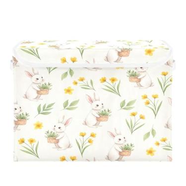 Imagem de SEHANY Cestas de armazenamento fofas de coelho de desenho animado com tampas, organizador de caixas de armazenamento de tecido para armário de roupas, cobertor de escritório, berçário, 42 x 32 x 30 cm