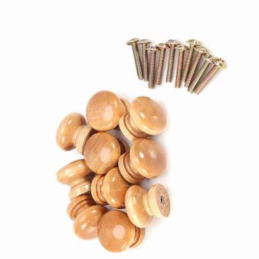 Imagem de Cosiki Conjunto de Puxador de Gaveta de Madeira Natural, Botão de Armário Resistente e Durável para Porta de Armário de Cozinha, Pacote de 10, Cozinha de Quarto de Sala de Estar (Tamanho médio 28MM)