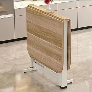 Imagem de Mesa de jantar dobrável, mesa de jantar dobrável de madeira, mesa expansível multifuncional, móveis dobráveis e extensíveis para economia de espaço, dobrável em 3 formas, para cozinha, sala de estar (