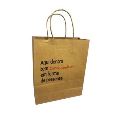 Imagem de Sacola De Papel Impresso Kraft Com Alça P 26X21X9Cm C/25