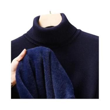 Imagem de Suéter Masculino Slim Fit De Manga Longa Com Gola Alta, Anti-Pilling, 