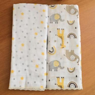 Imagem de Toalha Fralda com 02 Unidades Bublim 30cm x 35cm, Girafa Creme, Não ap