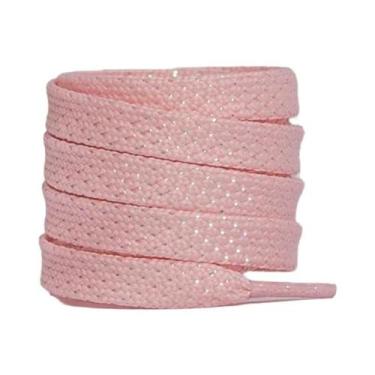 Imagem de Cadarços Planos Brancos Com Glitter Colorido 1.2CM De Seda, Lona E Met