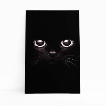 Imagem de Gato Preto Foto Minimalista Animais Quadro Canvas 60X40Cm
