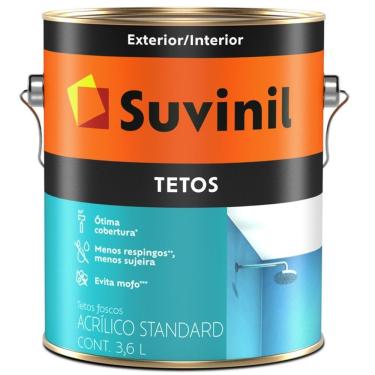 Imagem de Tinta Acrílica Fosca Para Teto 3,6 Litros Branco Neve - 51470671 - Suvinil Tinta Acrilica 3,6l Teto Branco Neve