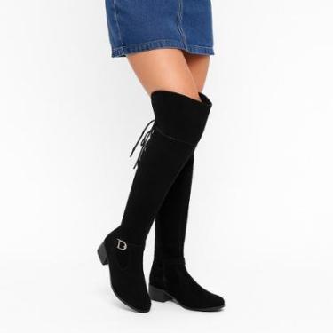 Imagem de Bota Over Feminina Cano Alto Longo Bico Fino em Camurça Preta-Feminino
