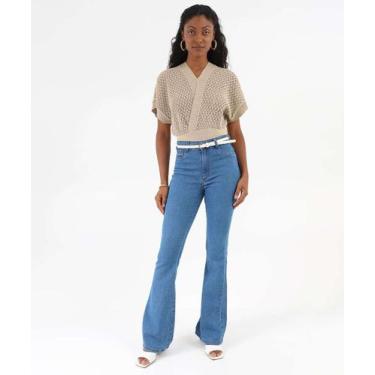 Imagem de Calça Jeans Flare Feminina Push Up Marisa Azul-96004, 38, Jeans azul