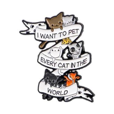 Imagem de Broche De Esmalte Gato Cartoon, Emblemas De Lapela De Metal De Animais