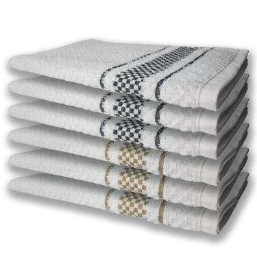 Imagem de 6 Panos De Prato Atoalhado Felpudo Premium Preto+Marrom