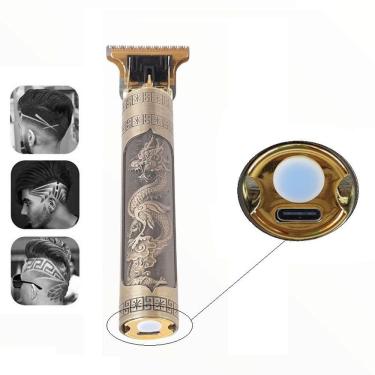 Imagem de Maquina de Cortar Aparar Cabelo Barbear Dragão USB recarregavel