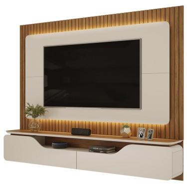 Imagem de Painel Ripado Para 70 Pol Com Bancada Suspensa 210cm Trevis D04 Off White/freijó - Mpozenato