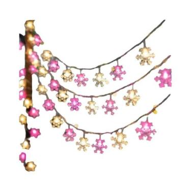 Imagem de Luzes De Natal Em Forma De Floco De Neve Com Bateria, 10, 20, 40 LEDs 