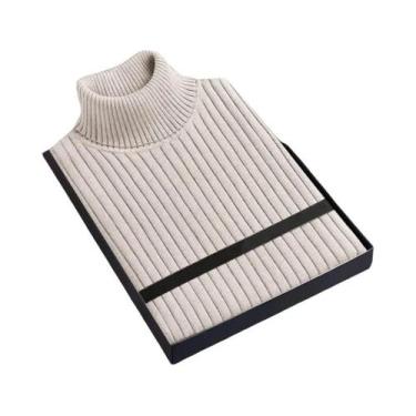 Imagem de Suéter Masculino De Lã Gola Alta Manga Longa Slim Fit Pesado Casual Co