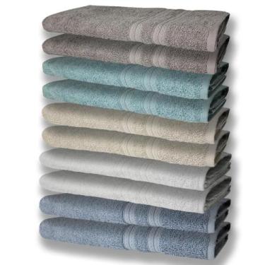 Imagem de 10 Toalhas Grande 2 Azul 2 Branco 2 Bege 2 Verde 2 Cinza - TOALHAS SHO