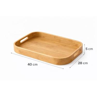 Imagem de Bandeja Decorativa de Bambu para Café da Manhã Retangular TAMANHO:40 X
