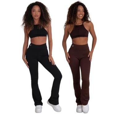 Imagem de Kit com 2 Leggings Feminina Flares Suplex Cós Alto Click Mais Bonita (GG, Azul-Marinho)
