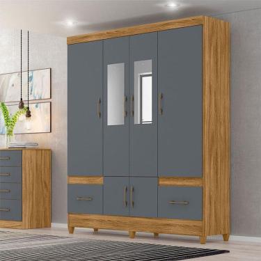 Imagem de Guarda Roupa Casal Ambiente MS912 6 Portas Freijó Cinza com Espelho - Moval