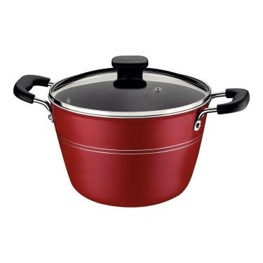 Imagem de Caldeirão Sicília Vermelho em Alumínio 5,7L com Tampa de Vidro