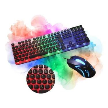 Imagem de Kit Teclado e Mouse Gamer Semi-Mecânico Macio Silencioso Com Fio USB R