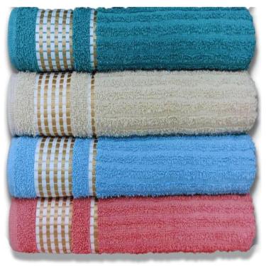 Imagem de Kit 4 Toalhas De Banho Caneladas Gigante Banhão 70 X 140 Beka Mega-absorção