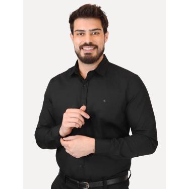 Imagem de Camisa Calvin Klein Jeans Masculina Regular Plain Grey CK Logo Preta-Masculino