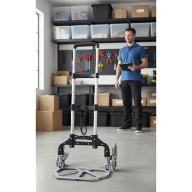 Imagem de Carrinho Carga Dobrável Alumínio 70kg Rodas Triplas Preto - Congratula
