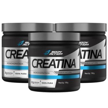 Imagem de 3x Creatina Monohidratada 100% Pura Body Action 300g -, Sem Sabor
