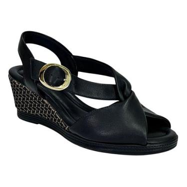 Imagem de Sandália Piccadilly Anabela Alice 408242 Preto, Preto, 38