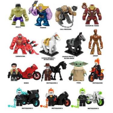 Imagem de Boneco super herois hulk thanos deadpool motoqueiro blocos - BLOCO DE 