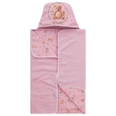 Imagem de TOALHA DE BANHO BEBE COM CAPUZ ESTAMPADA DIGITAL LUXO cor: urso azul -