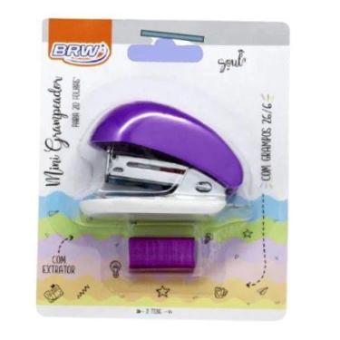 Imagem de Grampeador Mini para até 20 Folhas - BRW - 1-Un, ROXO
