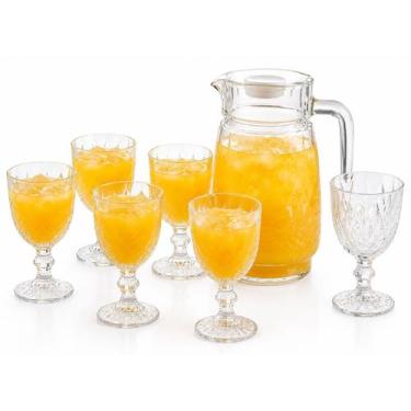 Imagem de Kit Jogo Conjunto 6 Taças 320 Ml + Jarra Vidro 1.5L Com Tampa - Empori