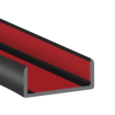 Imagem de Acabamento de borda de borracha, fita de borda autoadesiva flexível em forma de U, protetor de borda de canal U de 1-1/2" (38 mm), protetores de borda para madeira, móveis, 20 pés, cor preta