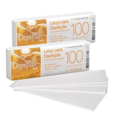Imagem de Lenço para Depilação Kit 200 Fibra Natural Descartável Branco Depilflax