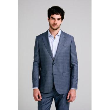 Imagem de Terno Slim Fit Lã Xadrez - HIGHSTIL, Azul médio, 46M