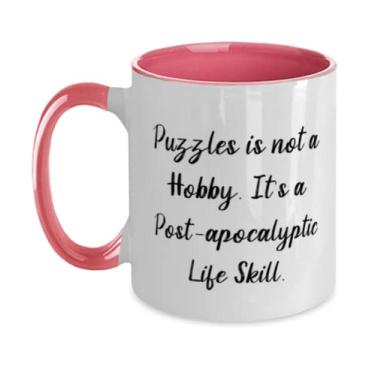 Imagem de Caneca de dois tons de 325 ml, quebra-cabeça não é um hobby. É uma vida pós-apocalíptica, presentes para amigos, presente de xícara para quebra-cabeças