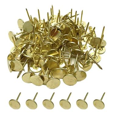 Imagem de Sydien 100 peças 11 mm/0,43 polegada Diâmetro Cabeça Plana Estofado Decoração de Móveis Pushpin Polegar Tom Dourado