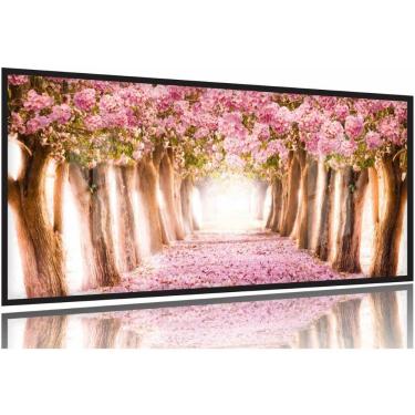 Imagem de Quadro Paisagem Flores Rosa 130x60 Moldura Preta 2x2