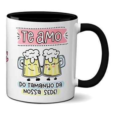 Imagem de Caneca Namorados Te Amo Do Tamanho Da Nossa Sede De Cerveja (Preta)