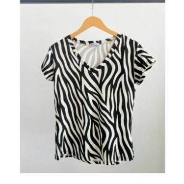 Imagem de Blusa Feminina Tshirt Zebra Manga Curta Tecido Viscolaycra - Filo Moda