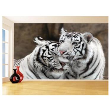 Imagem de Papel De Parede 3D Animais Casal Tigres Branco 3,5M Anm570 - Você Deco
