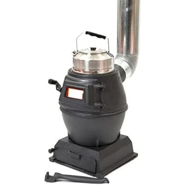 Imagem de KRASS Fogo de carvão de ferro fundido puro, fogão a lenha, janela de visualização, fogão de acampamento multiuso para barraca, interior, villa, abrigo, aquecimento e cozinha, L, Collector88