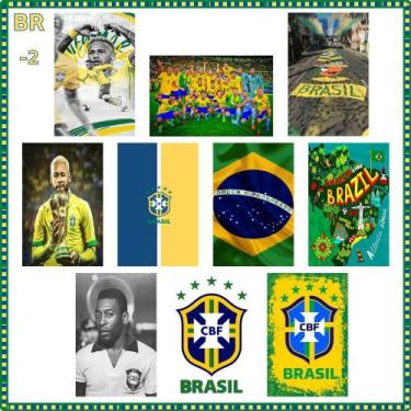 Imagem de Kit 10 Placas Decorativas Neymar E Jogadores Do Brasil 13X20 - Leão Pl