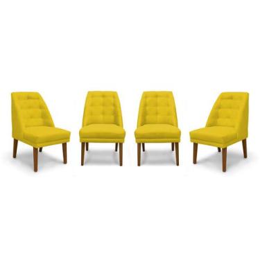 Imagem de Kit 4 Cadeiras De Jantar Paris Suede Amarelo - Meular Decor - Meu Lar