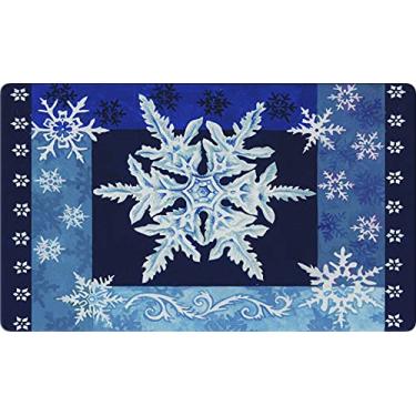Imagem de Toland Home Garden Tapete decorativo Cool Flocos de neve 45,7 x 76,2 cm Tapete azul para inverno e neve - 800111