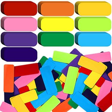 Imagem de Pacote com 240 etiquetas magnéticas para apagar a seco fitas reutilizáveis para sala de aula, etiquetas magnéticas flexíveis adesivos magnéticos adesivos de quadro branco cartões apagáveis graváveis etiquetas de nome para prateleira de armários, geladeira, 8 x 1,2 polegadas