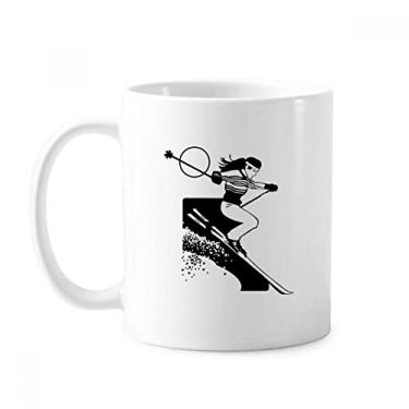 Imagem de Caneca de cerâmica para esportes de inverno, esqui, padrão preto, cerâmica, café, porcelana, utensílio de mesa