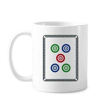 Imagem de Mahjong Circle Dots 5 Tile Pattern Caneca Cerâmica Café Porcelana Utensílios de Mesa